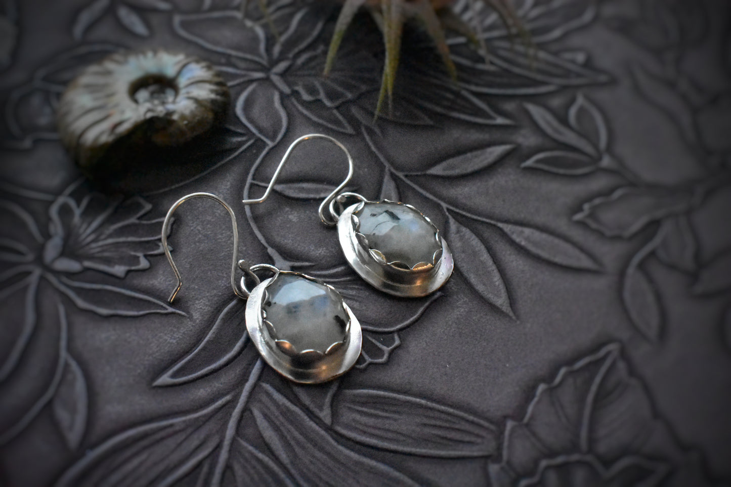 Ocean Whispers - Sterling Silver Moonstone Whale Earrings