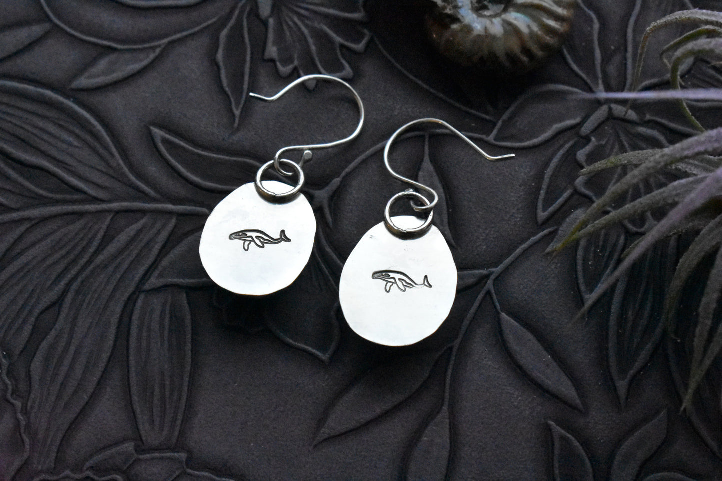 Ocean Whispers - Sterling Silver Moonstone Whale Earrings