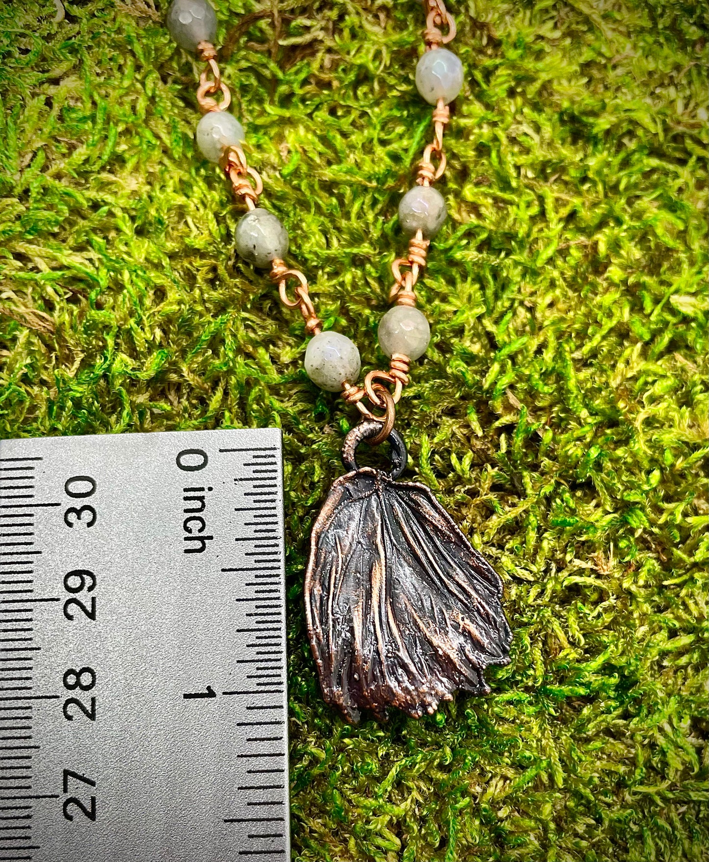 Real Butterfly Wing Necklace with Labradorite