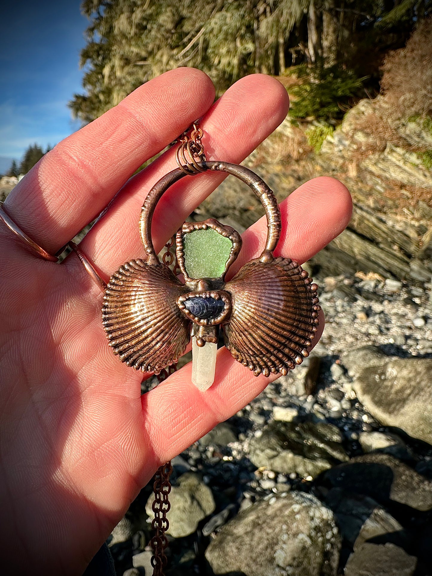 Mermaid Talisman // Seashells, Sea Glass, Quartz