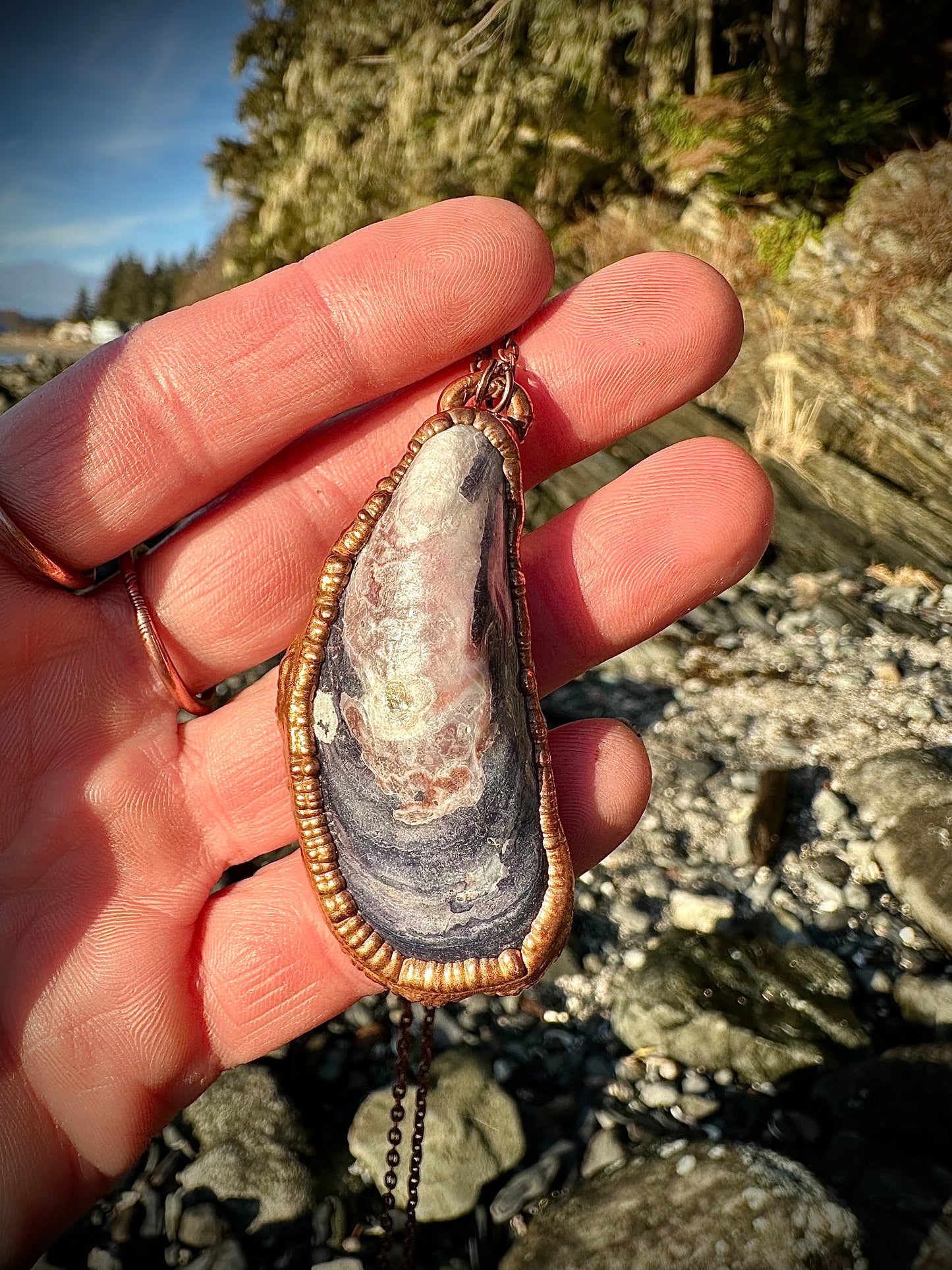 Alaskan Blue Mussel Shell Necklace