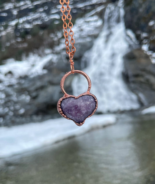 Lepidolite Purple Heart Necklace