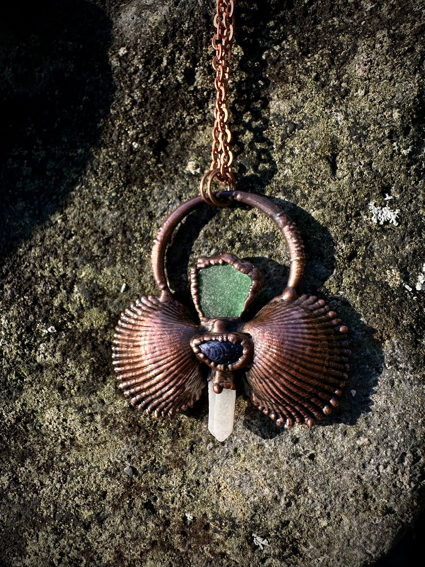 Mermaid Talisman // Seashells, Sea Glass, Quartz