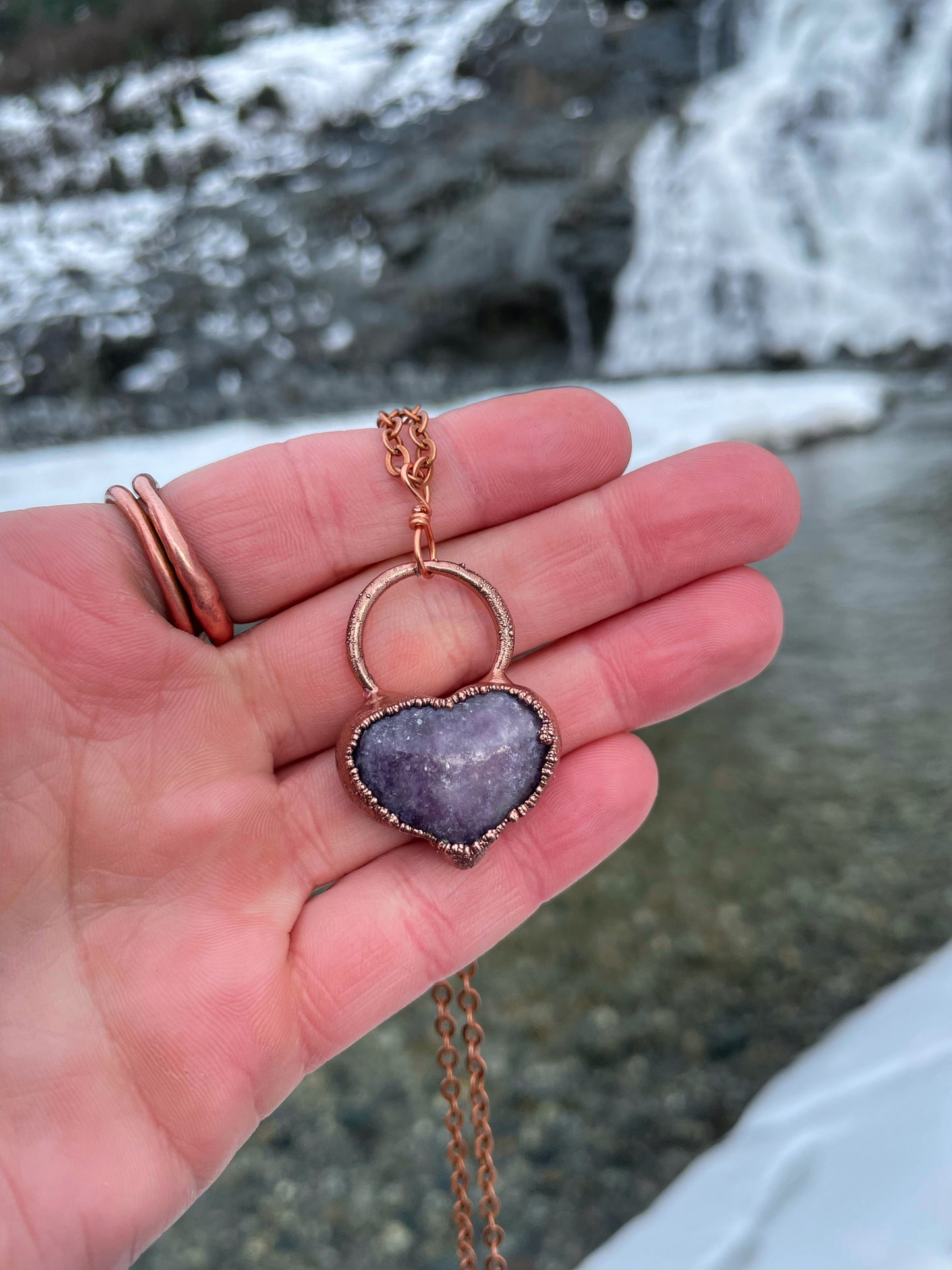 Lepidolite Purple Heart Necklace